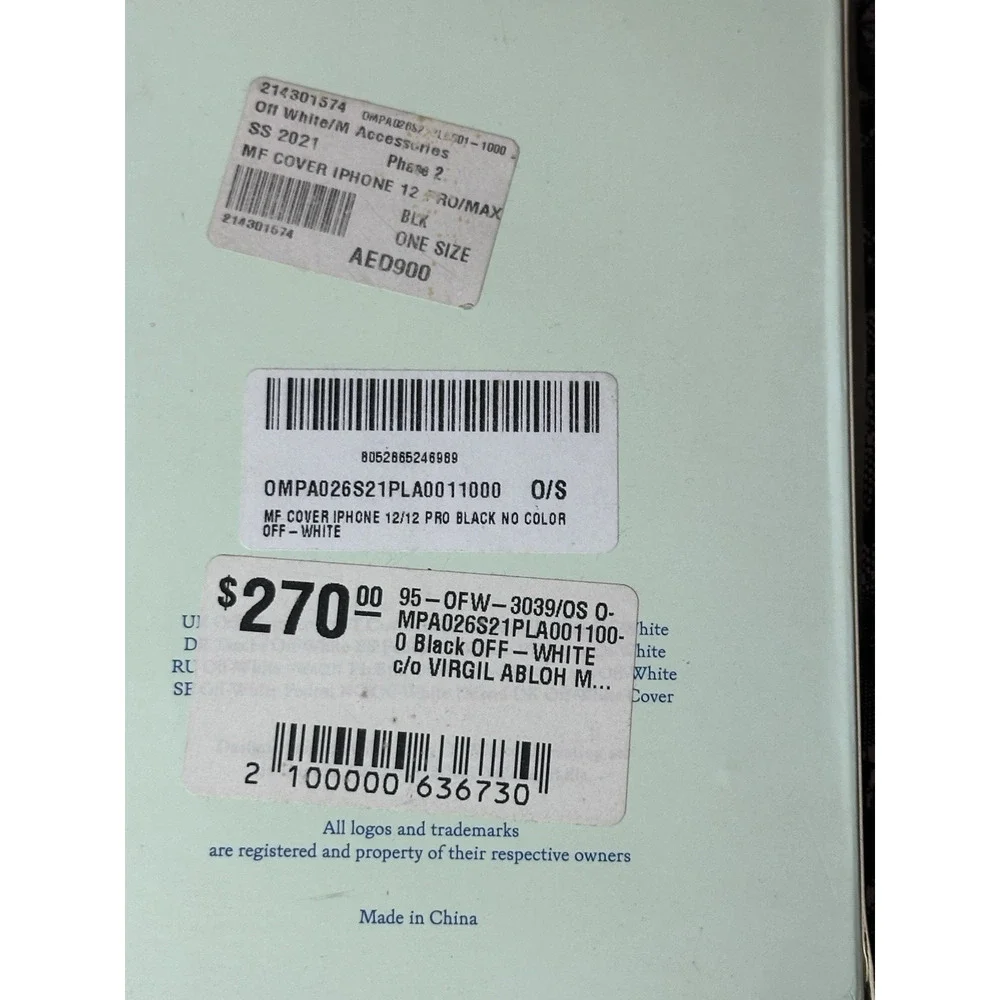 Off-White Virgil Abloh Case iPhone 12 Pro Max Black‎ Striped Designer Logo Box